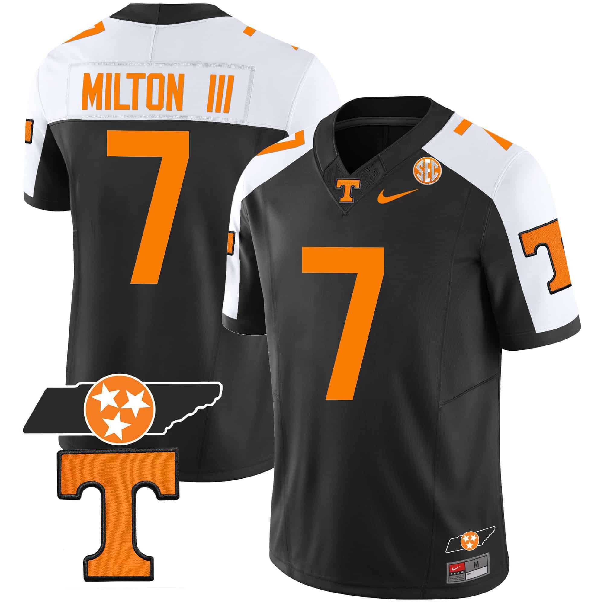 Men Tennessee Volunteers #7 Milton ii Black 2024 Nike Checkerboard & Alternate NCAA Jersey->ncaa teams->NCAA Jersey
